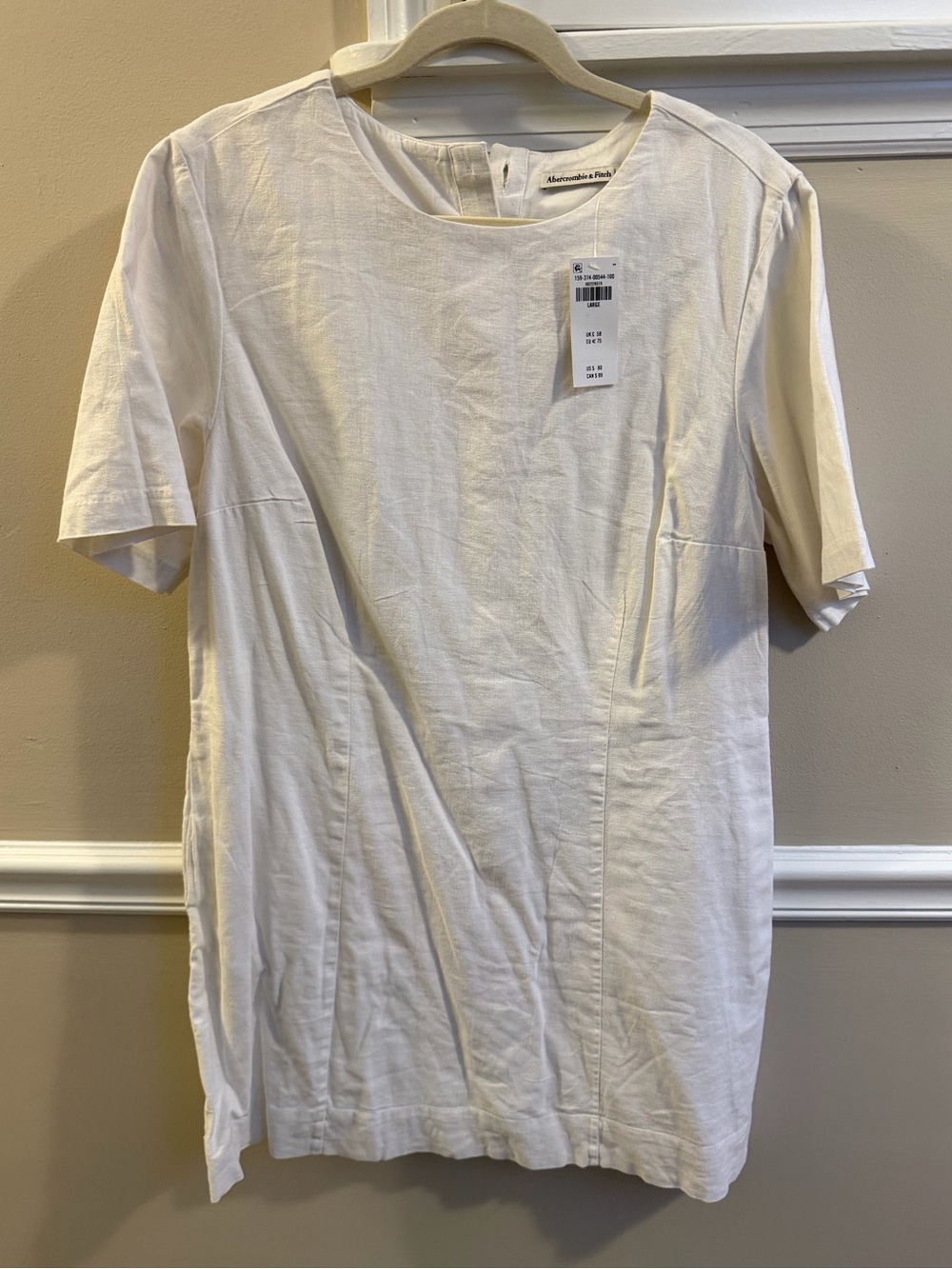 Abercrombie & Fitch White Linen Short Sleeve Shift Dress
